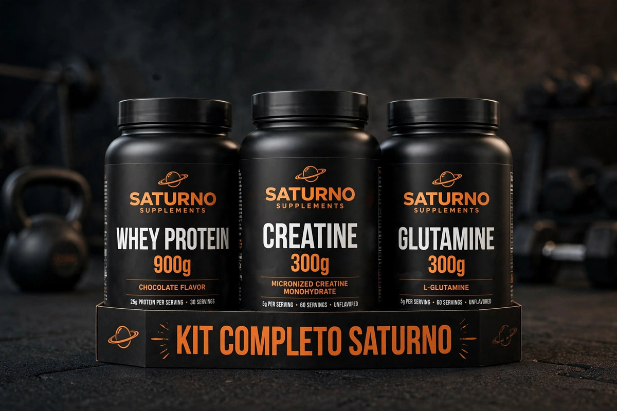 Kit Completo Saturno - Whey 900g + Creatina 300g + Glutamina 300g